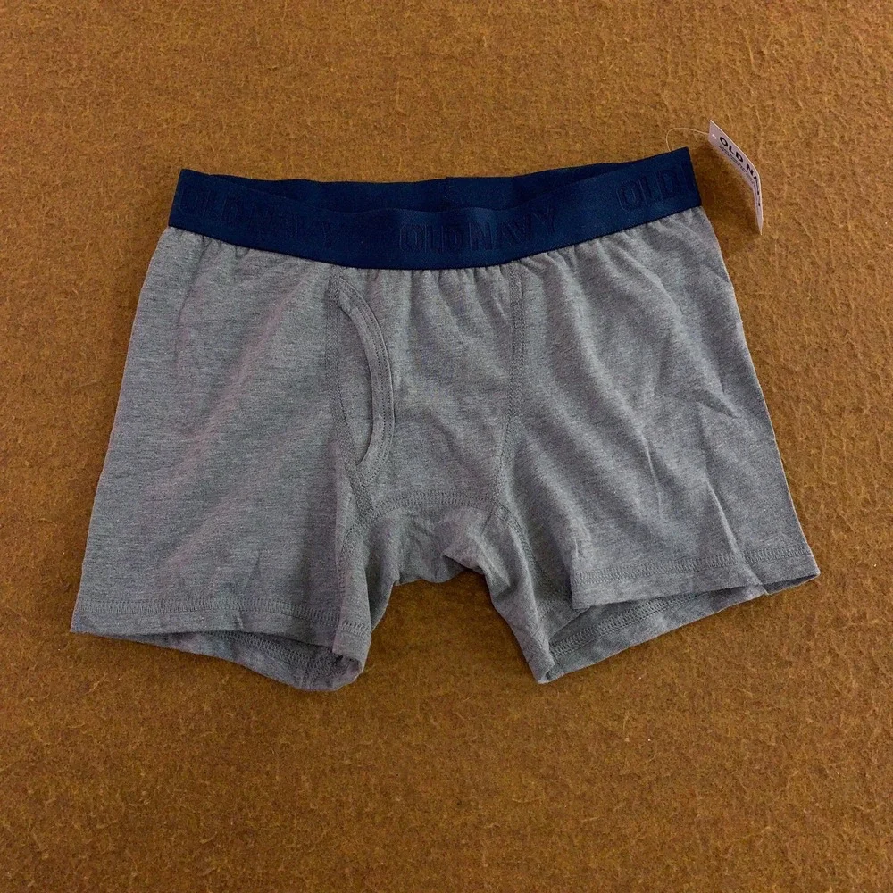 Old Navy Boys Medium Blue Gray 4 Pack Cotton Blend Boxer Briefs Underwear NWT